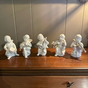 Vintage Mikasa Porcelain Angels with Gold Trim set of 5